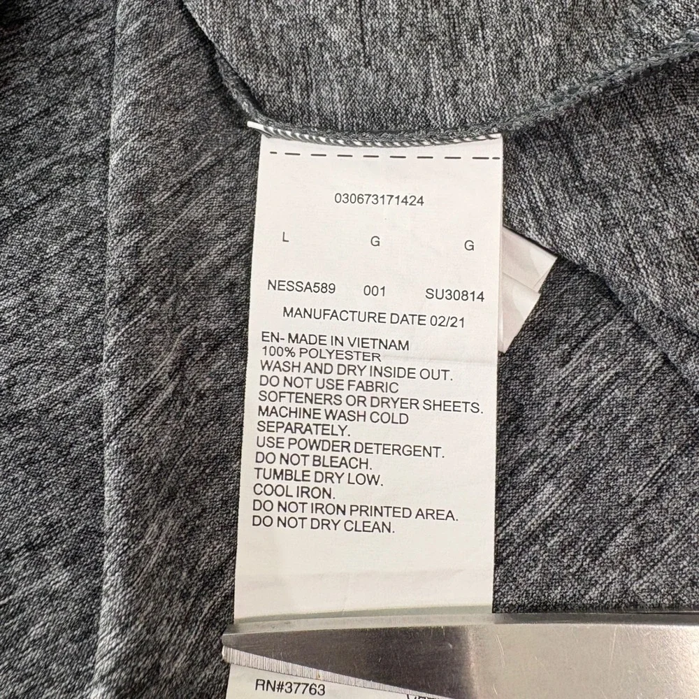 Nike Swim Shirt Mens L Gray Dri-Fit Rash Guard UPF 40+ NESSA589 Heathered Active